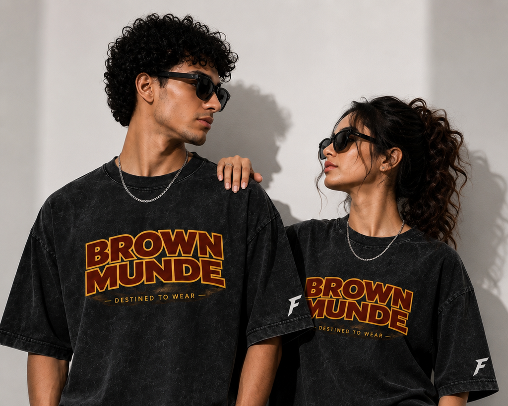 Brown Munde Snow Washed Oversized Cotton T-Shirt
