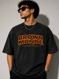 Brown Munde Snow Washed Oversized Cotton T-Shirt