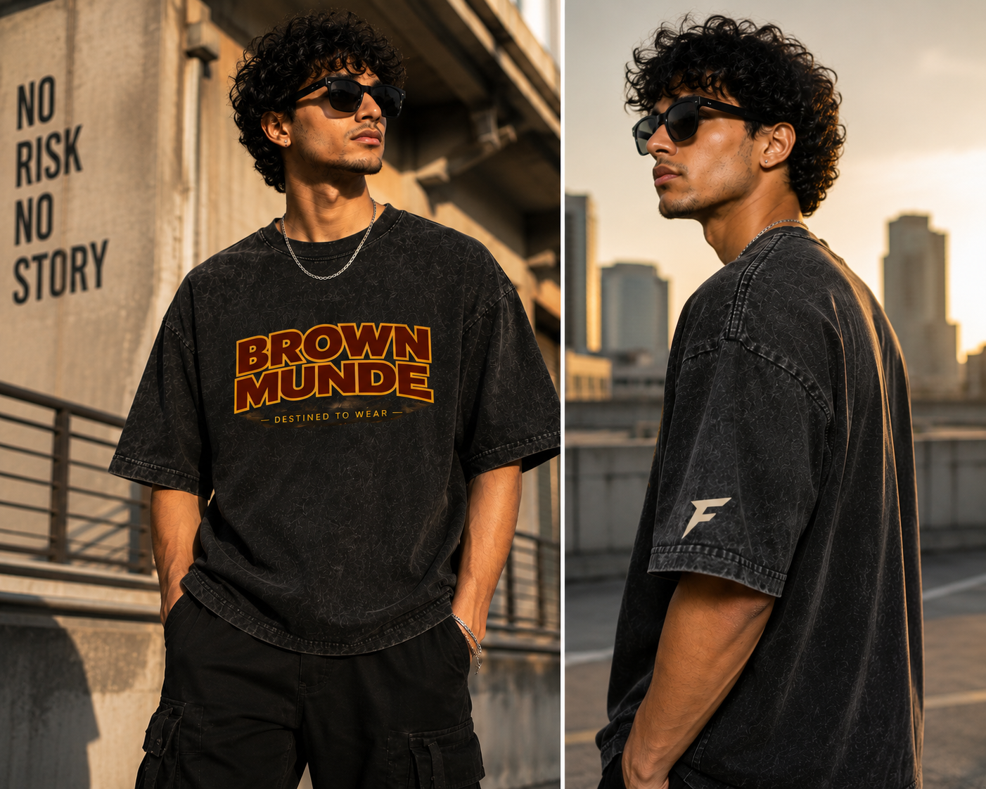 Brown Munde Snow Washed Oversized Cotton T-Shirt